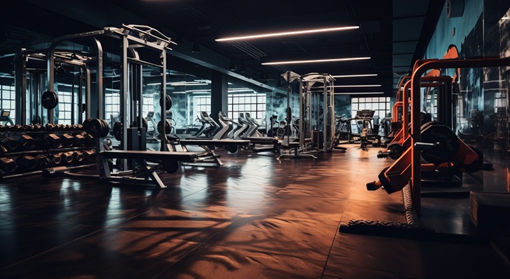 Interno di una palestra con attrezzi da fitness
